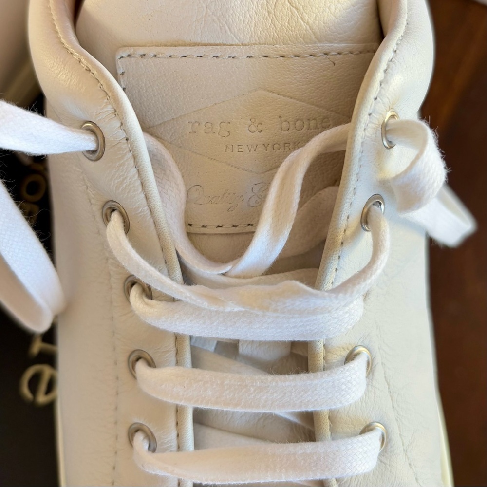 RAG & BONE Kent Lace Up All Leather White Sneakers New in Box-Size EU 39.5 - Picture 12 of 14